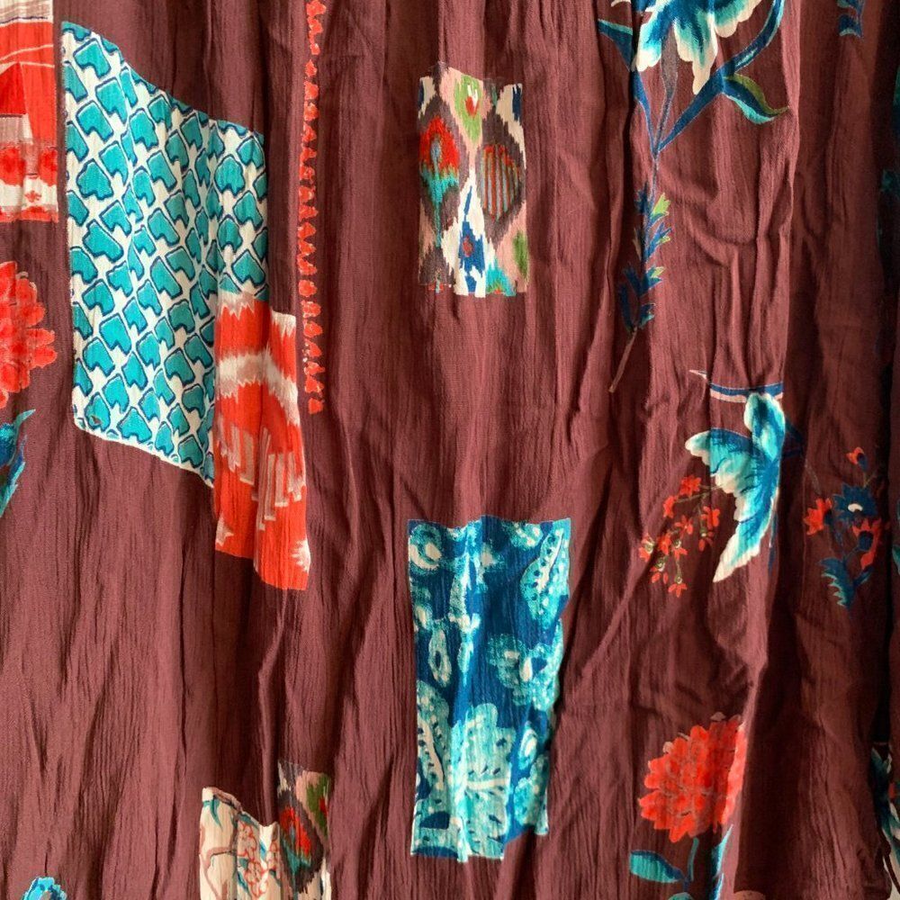 Tolani Collection Button Down Multi Color Floral & Block Top Size Small - Picture 5 of 7
